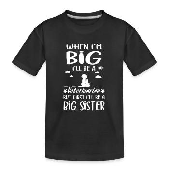 Je serai une grande sœur vétérinaire Nouvelles grandes sœurs - T-shirt bio Premium Enfant - noir - Devant