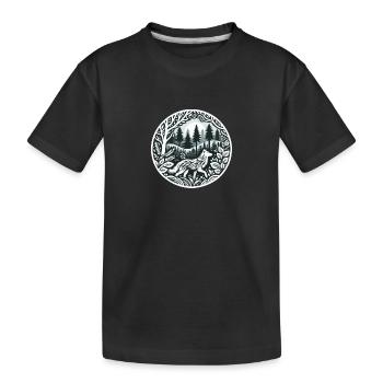 Wolf im Wald - Kinder Premium Bio T-Shirt - Schwarz - Vorne