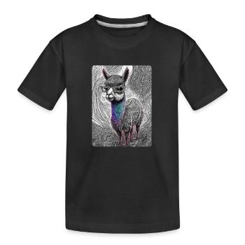 Black and White Llama with Glasses - Kids' Premium Organic T-Shirt - black - Front