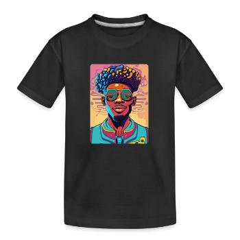 Cool Afro Man with Glasses - Kids' Premium Organic T-Shirt - black - Front