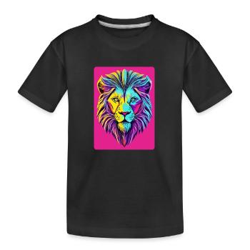 Funky und psychedelisches Löwengesicht - Kinder Premium Bio T-Shirt - Schwarz - Vorne