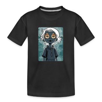Petite fille effrayante et mystérieuse avec un œil hypnotique - T-shirt bio Premium Enfant - noir - Devant