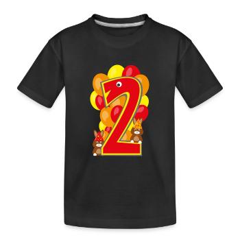 Kindergeburtstags-Zahl die coole zwei. - Kinder Premium Bio T-Shirt - Schwarz - Vorne