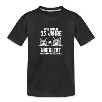 25 Jahre Ehe überlebt Silberhochzeit Hochzeitstag - Kinder Premium Bio T-Shirt - Schwarz - Vorne