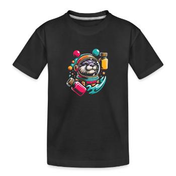 Drôle de loutre avec beaucoup de couleurs vives - T-shirt bio Premium Enfant - noir - Devant
