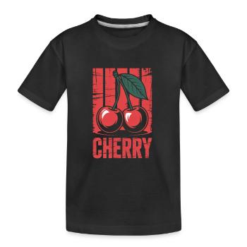 Retro Kirschen Grunge Vintage - Kinder Premium Bio T-Shirt - Schwarz - Vorne