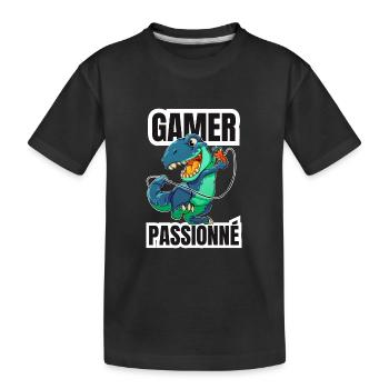 gamer passionné - T-shirt bio Premium Enfant - noir - Devant