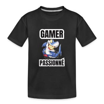 gamer passionné - T-shirt bio Premium Enfant - noir - Devant