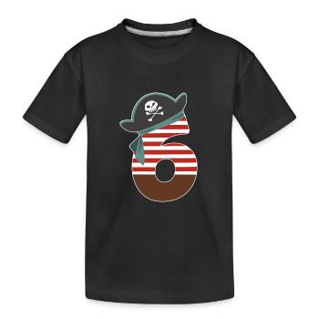 Ich bin Sechs 6 / Pirat Geburtstag Party Geschenk - Kinder Premium Bio T-Shirt - Schwarz - Vorne