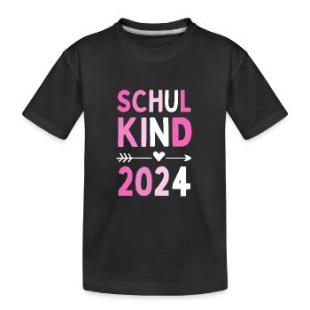 Schulkind 2024 Einhorn 1. Klasse Herz Einschulung - Kinder Premium Bio T-Shirt - Schwarz - Vorne