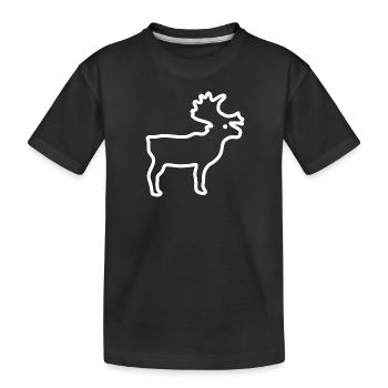 Rentier als weiße Kontur - Kinder Premium Bio T-Shirt - Schwarz - Vorne