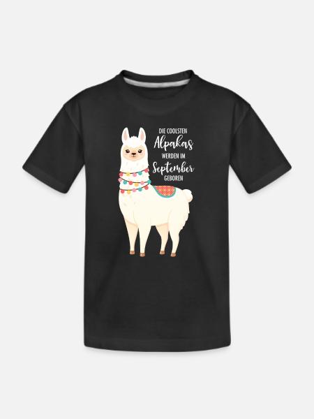 Die Coolsten Alpakas Werden Im September Geboren - Kinder Premium Bio T-Shirt - Schwarz