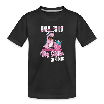 Einzelkind Große Schwester 2024 Schwangerschaft - Kinder Premium Bio T-Shirt - Schwarz - Vorne