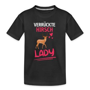 Rotwild Lady Wald Tier Frauen Geschenk Hirsch - Kinder Premium Bio T-Shirt - Schwarz - Vorne