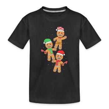 Lebkuchen Weihnachten Lebkuchenmann - Kinder Premium Bio T-Shirt - Schwarz - Vorne
