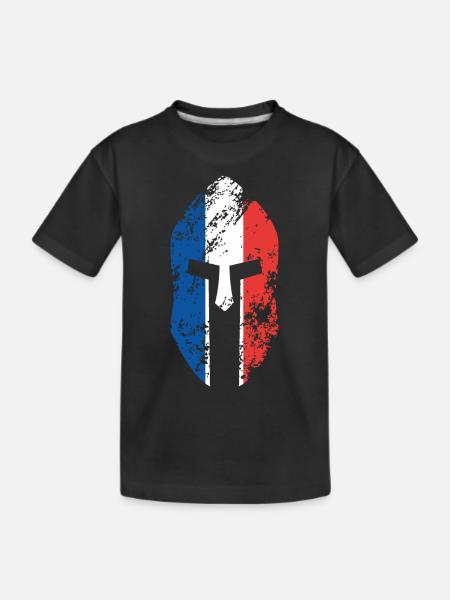 Casque de guerrier spartiate drapeau de la France - T-shirt bio Premium Enfant - noir