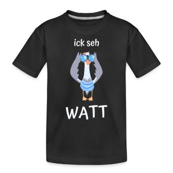ick seh watt Möwe Fernglas - Kinder Premium Bio T-Shirt - Schwarz - Vorne