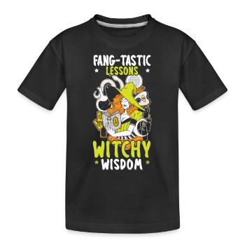 Leçons accrocheuses de sagesse de sorcière Halloween - T-shirt bio Premium Enfant - noir - Devant