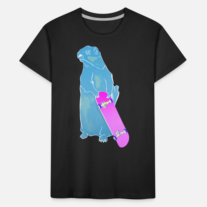 Murmeltier Woodchuck oder Murmeltier Skateboarding Kinder Premium Bio T-Shirt