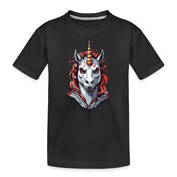 Dunkles Vampir Einhorn Halloween Design - Kinder Premium Bio T-Shirt - Schwarz - Vorne