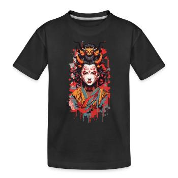 Oni Dämon Ukiyo-E Japan Streetwear Style - Kinder Premium Bio T-Shirt - Schwarz - Vorne