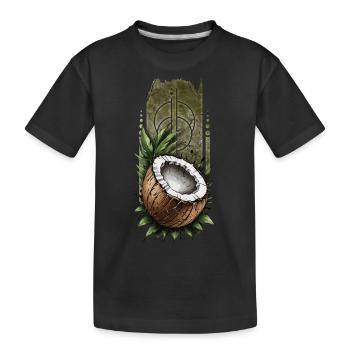 Tropical Bounty: Coconut on Verdant Leaves - Kids' Premium Organic T-Shirt - black - Front