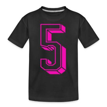 Zahl fünf - Nummer 5 pink Mädchen Trikotnummer - Kinder Premium Bio T-Shirt - Schwarz - Vorne