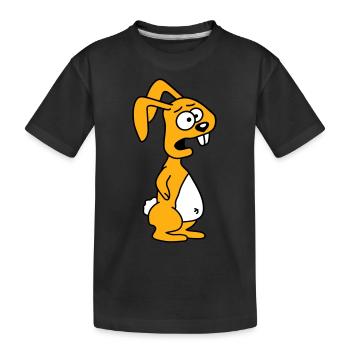 Hase entsetzt ängstlich verzweifelt verwirrt Cool - Kinder Premium Bio T-Shirt - Schwarz - Vorne