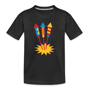 Feuerwerk Silvester - Kinder Premium Bio T-Shirt - Schwarz - Vorne