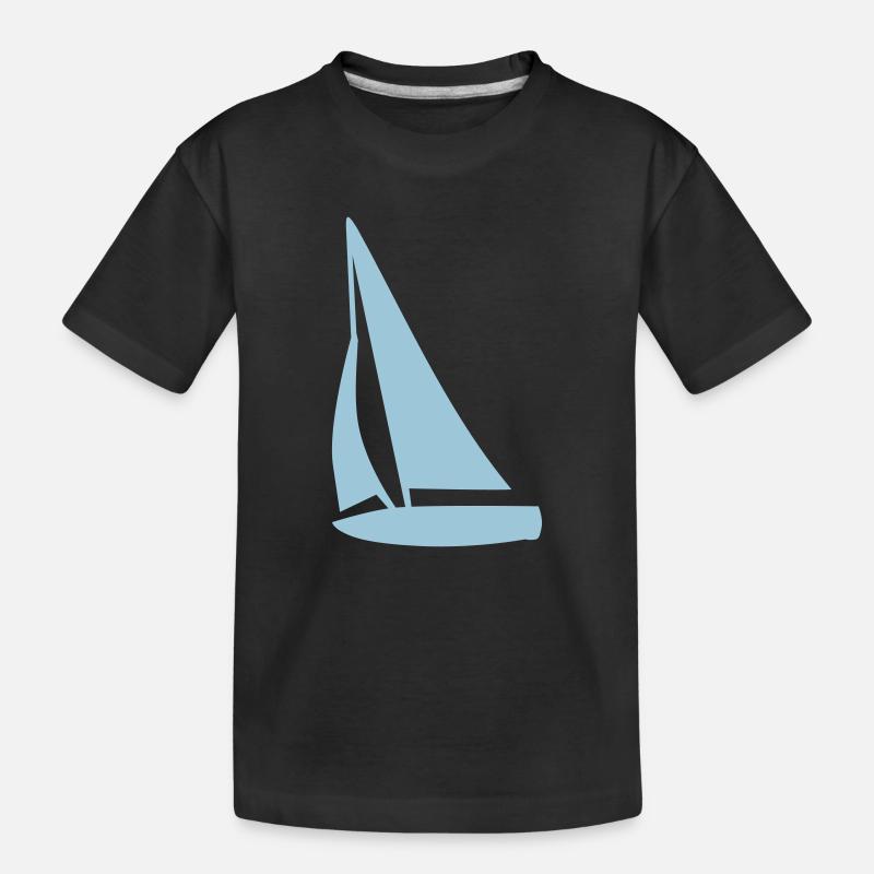 Segelboot - Kinder Premium Bio T-Shirt - Schwarz