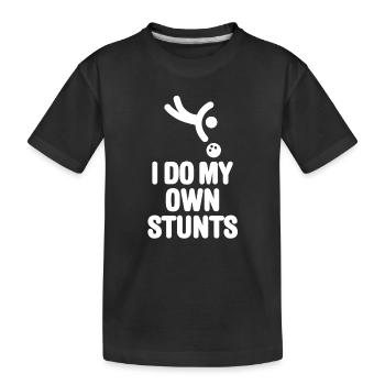 Lustige Bowling Bowling Spieler I DO MY OWN STUNTS - Kinder Premium Bio T-Shirt - Schwarz - Vorne