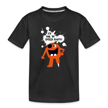 Monster große Klappe Großmaul Comic coole Quotes - Kinder Premium Bio T-Shirt - Schwarz - Vorne