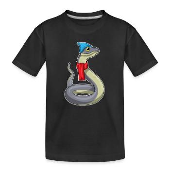 Schlange Winter Schal Mütze - Kinder Premium Bio T-Shirt - Schwarz - Vorne