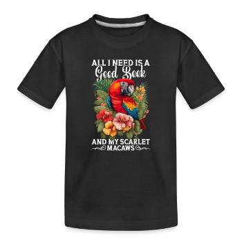Motif Scarlet Macaw - T-shirt bio Premium Enfant - noir - Devant