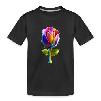 Une rose avec des couleurs dégradées audacieuses 3D - T-shirt bio Premium Enfant - noir - Devant