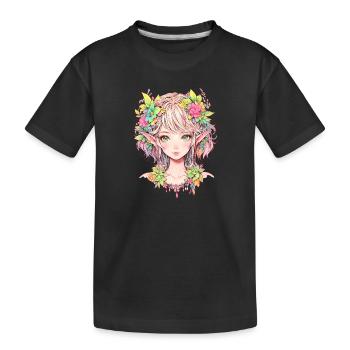 Anime, Anime Girl, Anime Girl, Elf - Kids' Premium Organic T-Shirt - black - Front