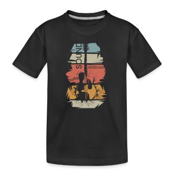 guitare rétro vintage illustration guitare acoustique - T-shirt bio Premium Enfant - noir - Devant