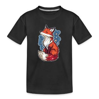 Renard et ciel étoilé - T-shirt bio Premium Enfant - noir - Devant