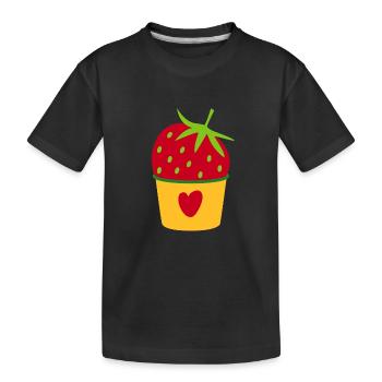 Glace Glace Crème glacée Fraise Glace Cupcake Sweet - T-shirt bio Premium Enfant - noir - Devant