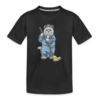 Balai nettoyant british shorthair - T-shirt bio Premium Enfant - noir - Devant
