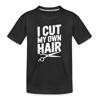 Ich schneide mir selbst die Haare - Kinder Premium Bio T-Shirt - Schwarz - Vorne
