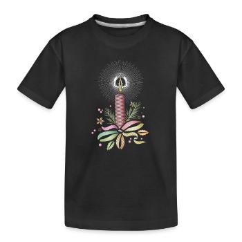 Bougie de Noël colorée en dentelle filigrane - T-shirt bio Premium Enfant - noir - Devant