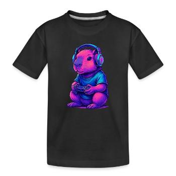 Capybara Gaming Gamer Gaming Gaming Video Games - Kids' Premium Organic T-Shirt - black - Front