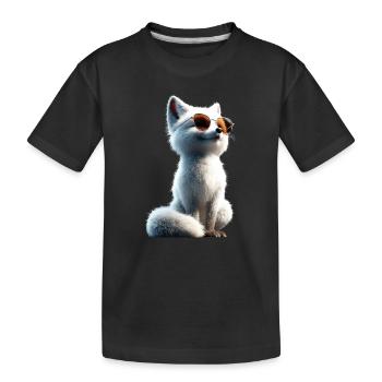Polarfuchs Schneefuchs Eisfuchs Süßer Weißer Fuchs - Kinder Premium Bio T-Shirt - Schwarz - Vorne