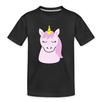 Cute unicorn with closed eyes - Kids' Premium Organic T-Shirt - black - Front