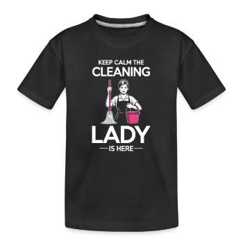 Stolze Hausfrau Putzen Fachkräfte Damen - Kinder Premium Bio T-Shirt - Schwarz - Vorne
