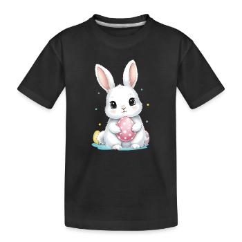 Easter Cute Easter Bunny with Easter Egg - Kids' Premium Organic T-Shirt - black - Front