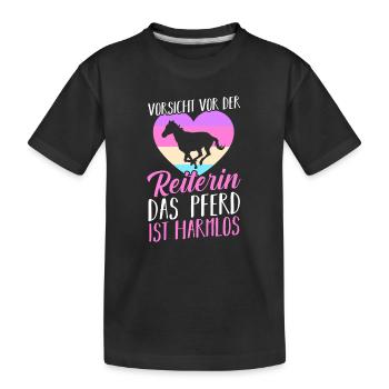 Reiten Pferdeliebhaber Reiterhof Pferde - Kinder Premium Bio T-Shirt - Schwarz - Vorne
