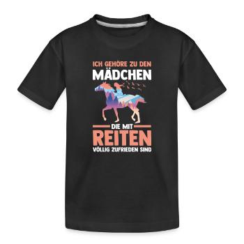 Reiten Pferdeliebhaber Reiterhof Pferde - Kinder Premium Bio T-Shirt - Schwarz - Vorne