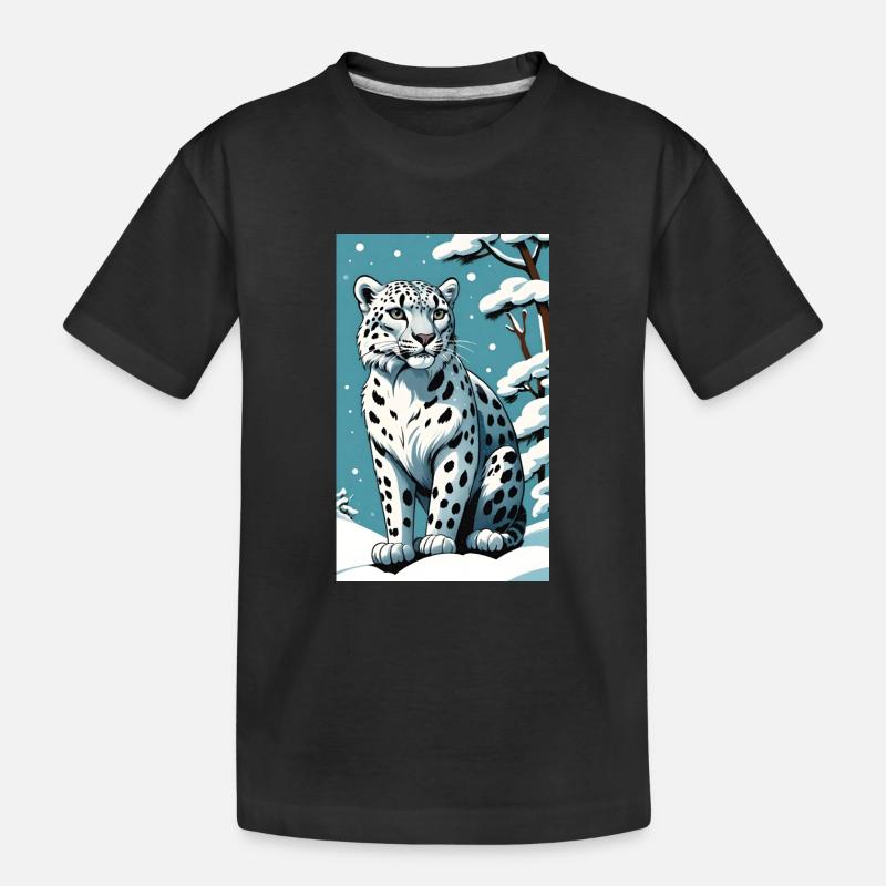 Schneeleopard | Leopard | Raubtier - Kinder Premium Bio T-Shirt - Schwarz